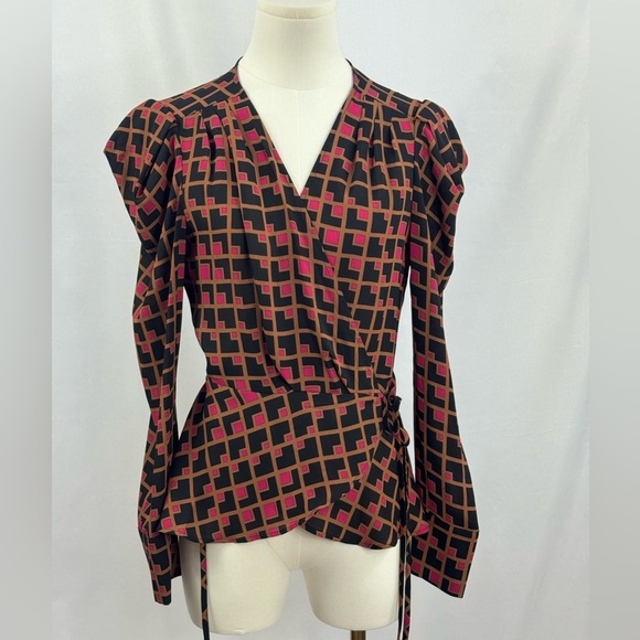 BCBGMaxAzria Surplice Blouse Long Sleeve Wrap Blouse Size XS NWOT - Picture 5 of 9